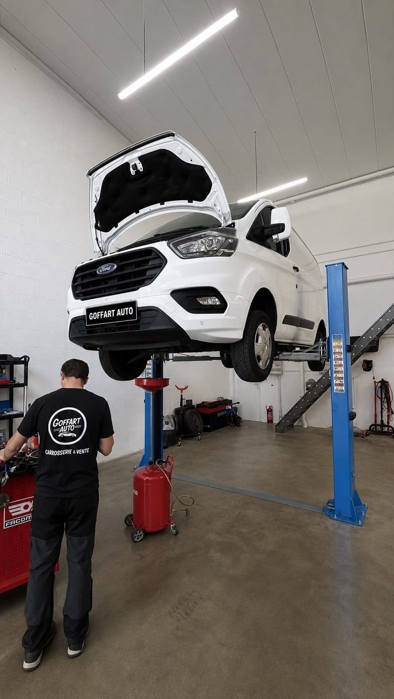Le garage Goffart Auto au travail
